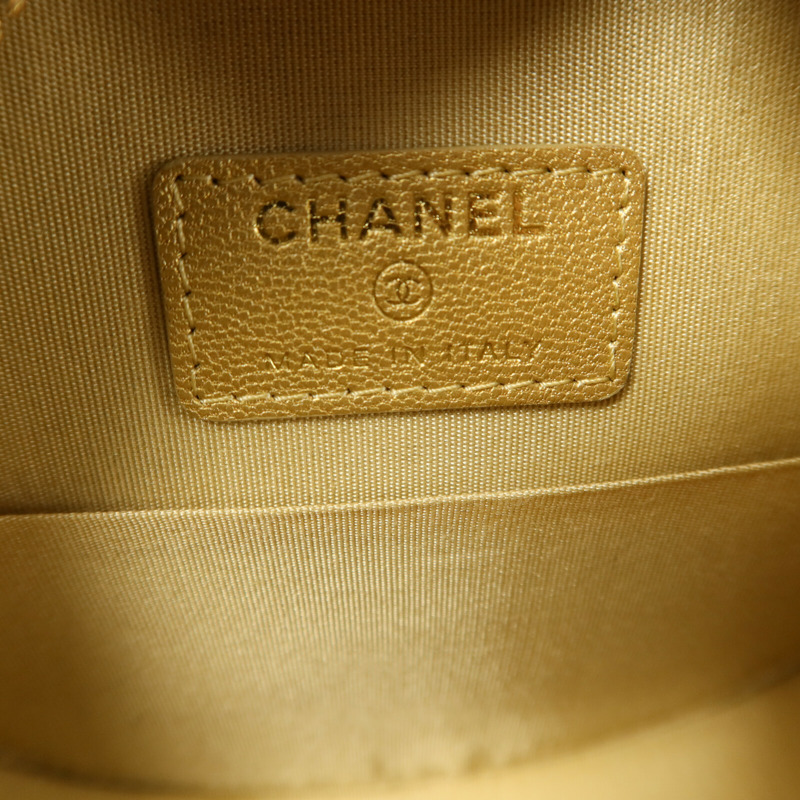 CHANEL 羊皮皮革C19 Round Clutch鏈帶手挽肩背兩用袋-6