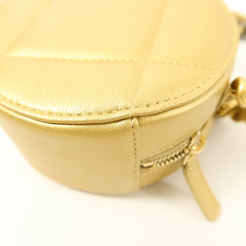 CHANEL 羊皮皮革C19 Round Clutch鏈帶手挽肩背兩用袋-14