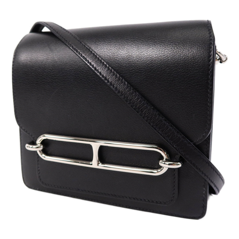 HERMES Evergrain皮革Mini Roulis肩背袋Noir-2