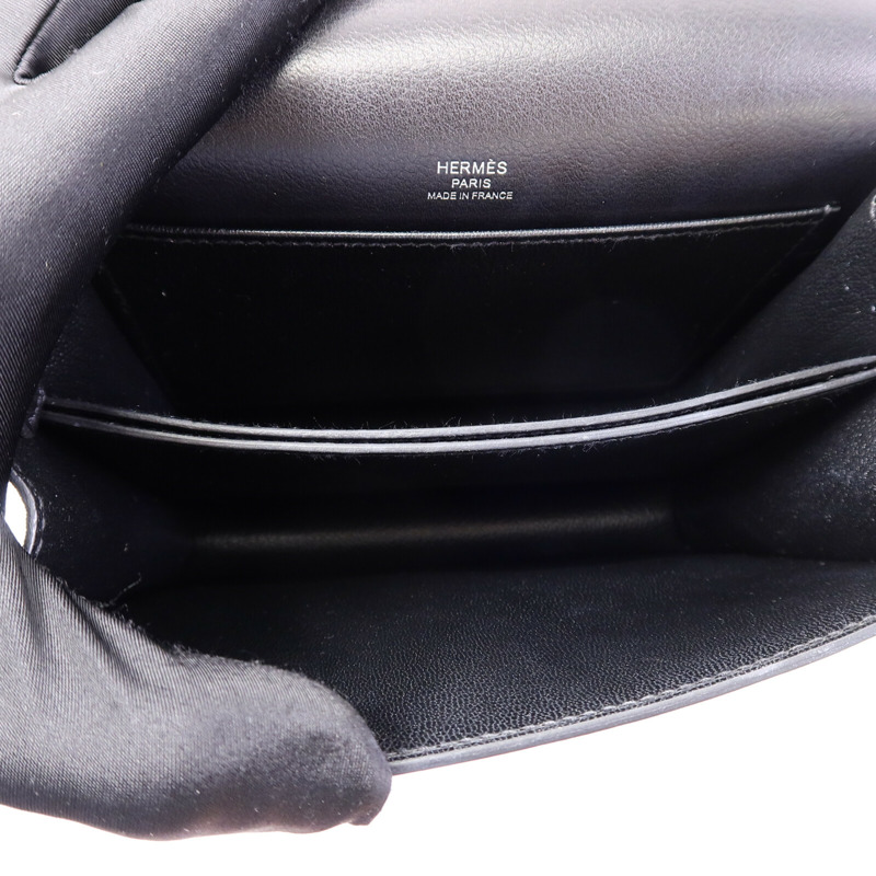 HERMES Evergrain皮革Mini Roulis肩背袋Noir-4