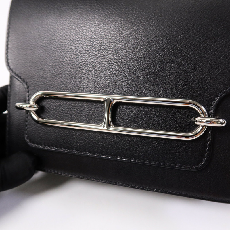 HERMES Evergrain皮革Mini Roulis肩背袋Noir-6