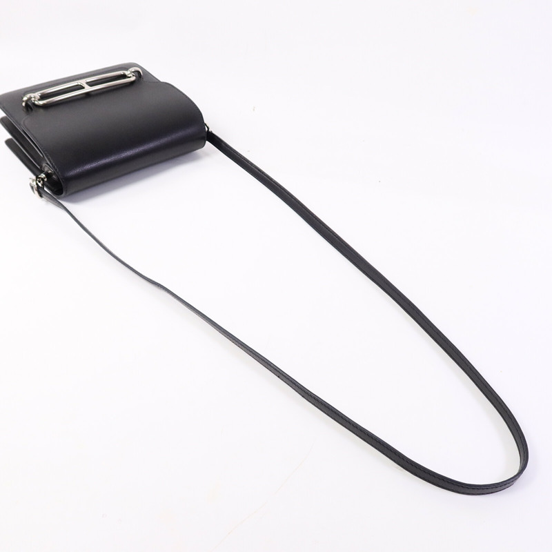 HERMES Evergrain皮革Mini Roulis肩背袋Noir-8