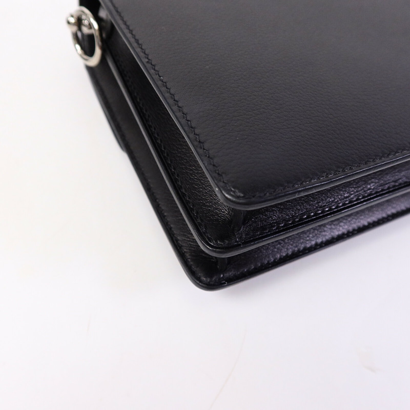 HERMES Evergrain皮革Mini Roulis肩背袋Noir-10