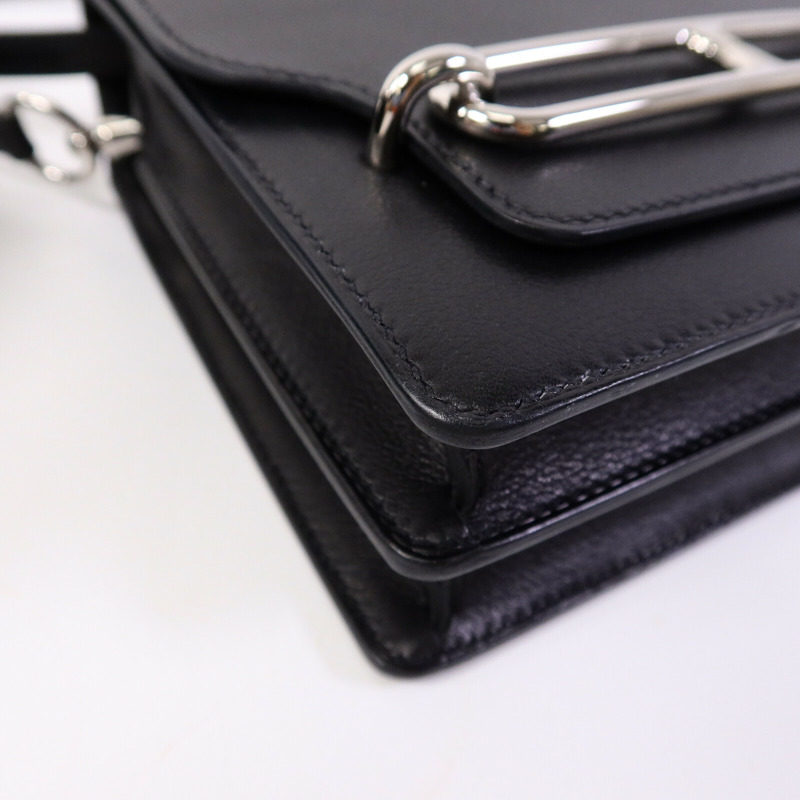 HERMES Evergrain皮革Mini Roulis肩背袋Noir-12