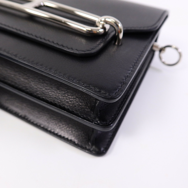 HERMES Evergrain皮革Mini Roulis肩背袋Noir-13