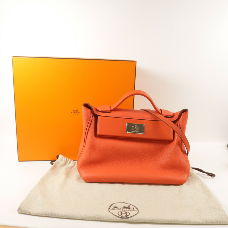 HERMES Clemence皮革24/24 29cm手挽肩背兩用袋Capucine-10