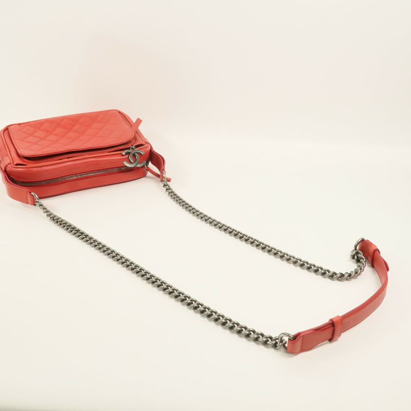 CHANEL 牛皮皮革Chain Shoulder鏈帶肩背袋-8