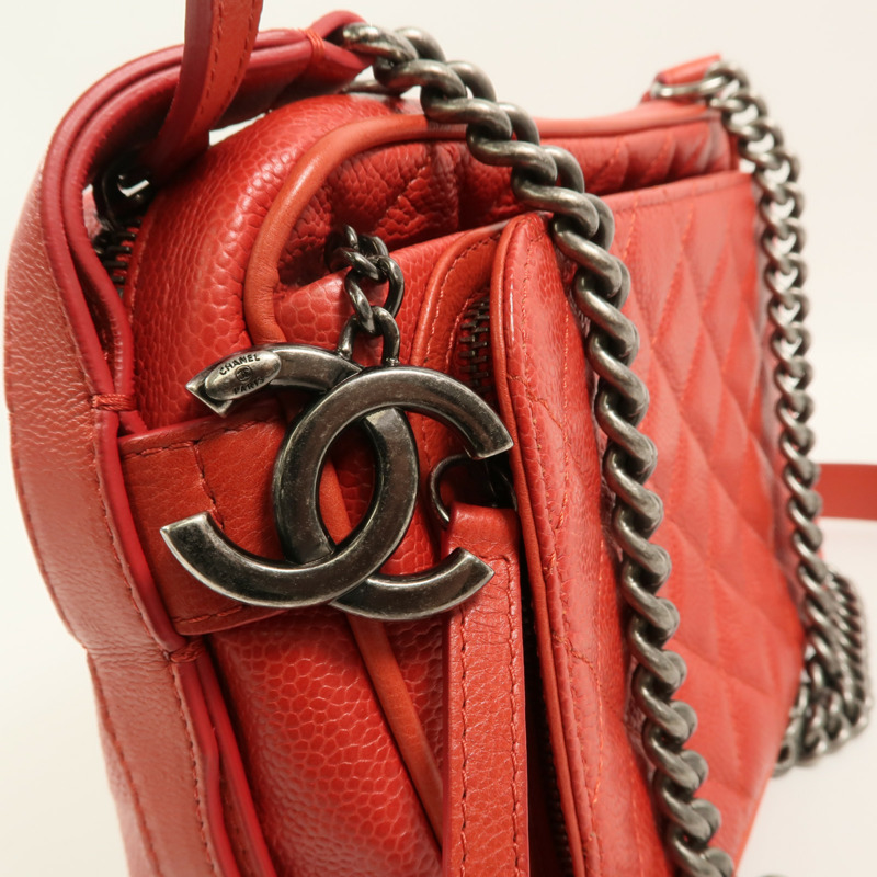 CHANEL 牛皮皮革Chain Shoulder鏈帶肩背袋-9