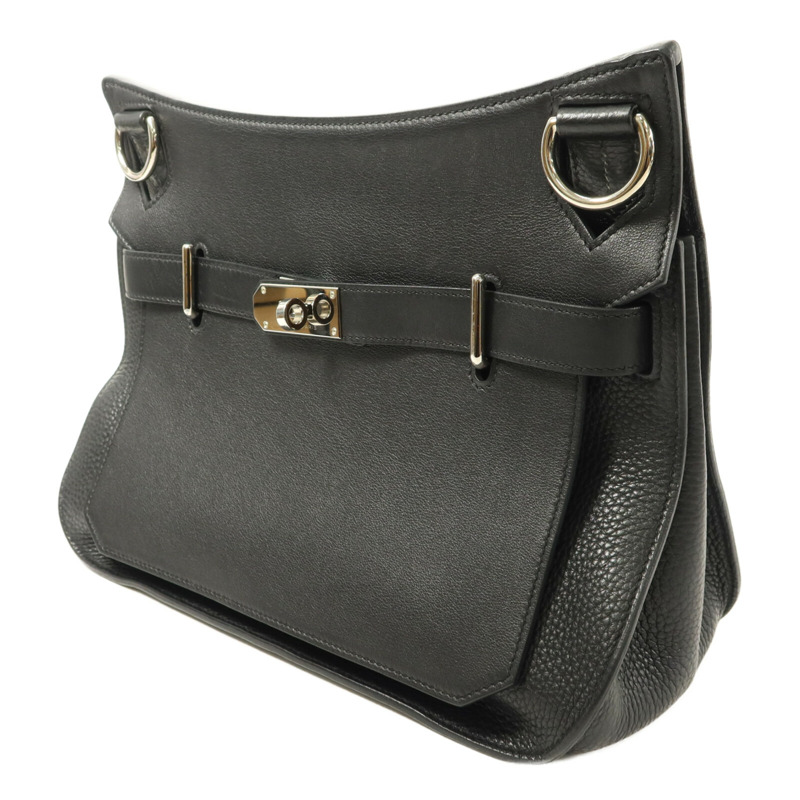 HERMES Togo皮革/Swift皮革Jypsiere 31肩背袋Noir-2