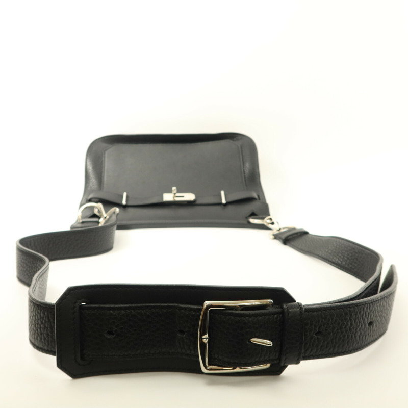 HERMES Togo皮革/Swift皮革Jypsiere 31肩背袋Noir-9