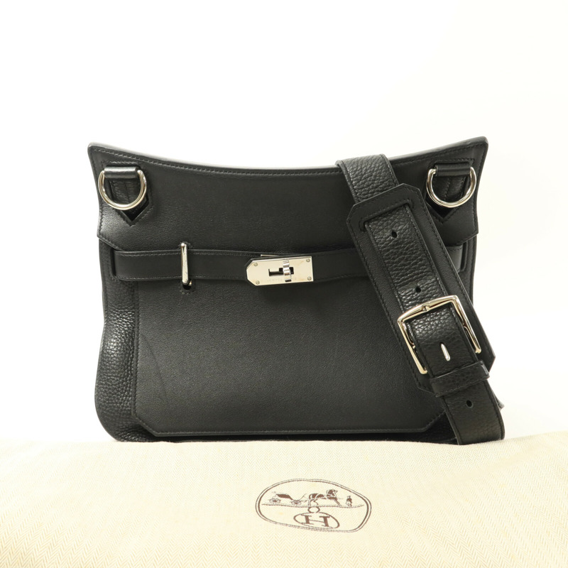 HERMES Togo皮革/Swift皮革Jypsiere 31肩背袋Noir-10