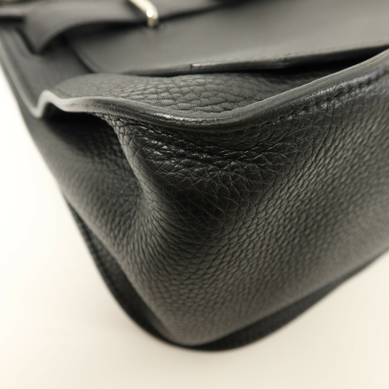 HERMES Togo皮革/Swift皮革Jypsiere 31肩背袋Noir-11