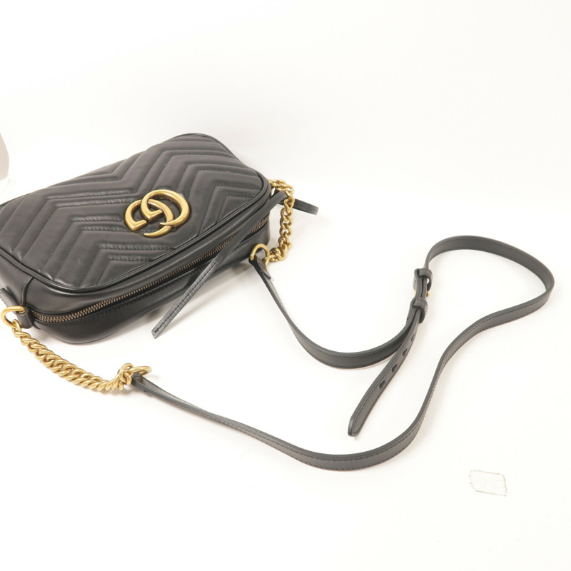 GUCCI 牛皮皮革GG Marmont鏈帶肩背袋-7