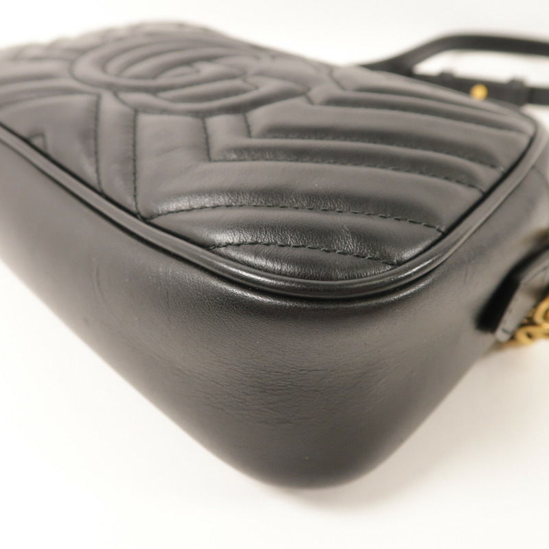 GUCCI 牛皮皮革GG Marmont鏈帶肩背袋-11