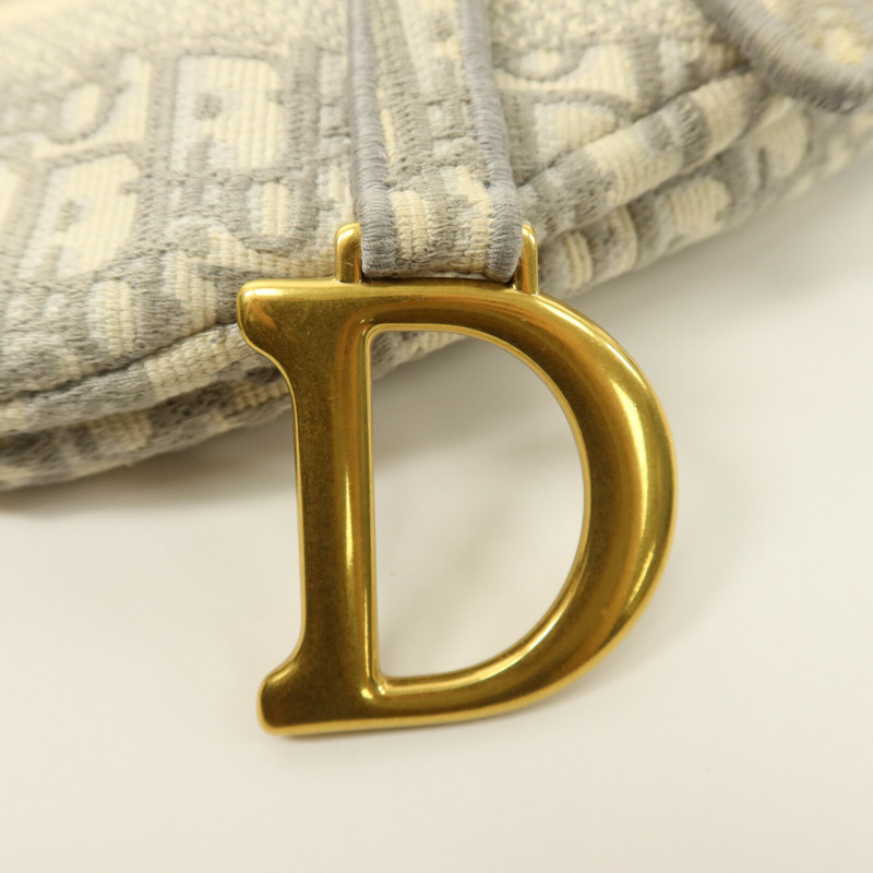 Dior 帆布Oblique Jacquard Saddle銀扣肩背袋-7