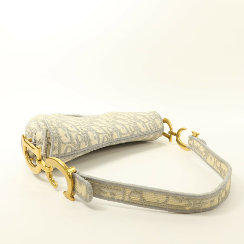 Dior 帆布Oblique Jacquard Saddle銀扣肩背袋-9