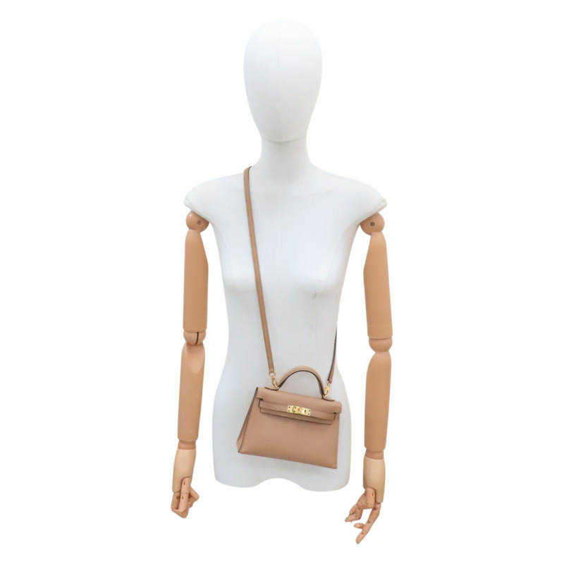 奶茶色 Epsom牛皮 Mini Kelly II 凱莉包 两用包 Z刻 金釦【HERMES 愛馬仕】-9