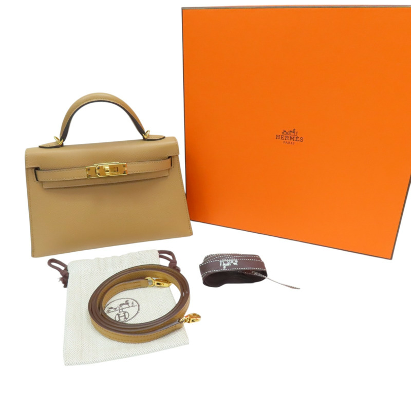 奶茶色 Epsom牛皮 Mini Kelly II 凱莉包 两用包 Z刻 金釦【HERMES 愛馬仕】-10
