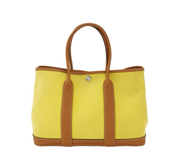 Hermes/愛馬仕  花園30 帆布款 金棕拼黃色 A刻-0