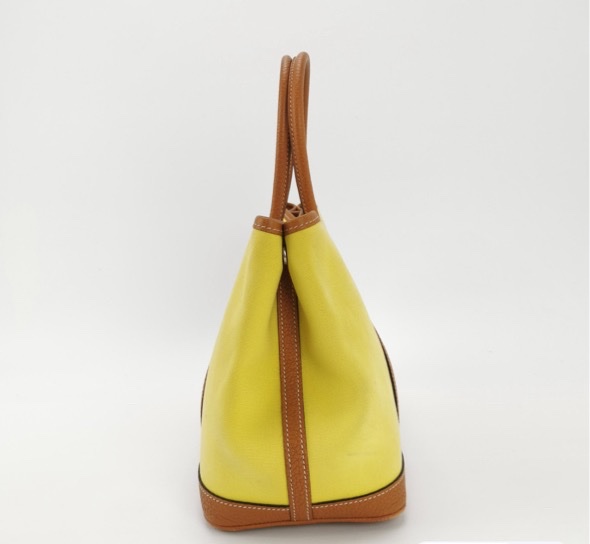 Hermes/愛馬仕  花園30 帆布款 金棕拼黃色 A刻-2