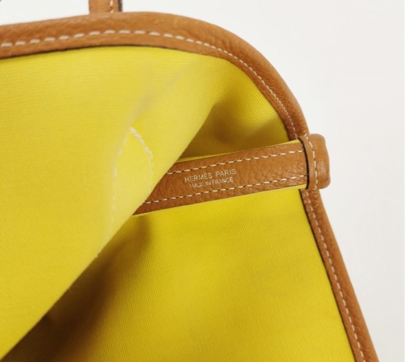 Hermes/愛馬仕  花園30 帆布款 金棕拼黃色 A刻-5