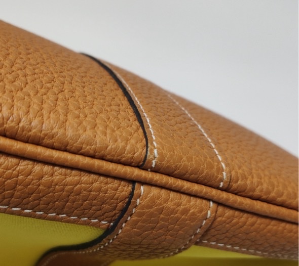 Hermes/愛馬仕  花園30 帆布款 金棕拼黃色 A刻-6