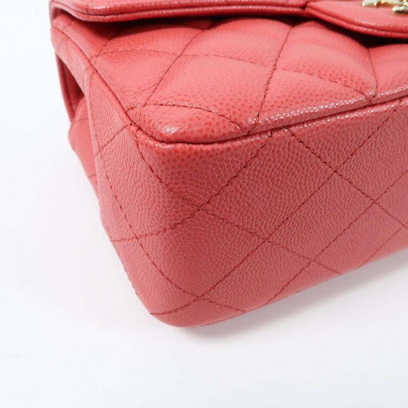 CHANEL 牛皮皮革Mini Classic 20金扣鏈帶肩背袋-4