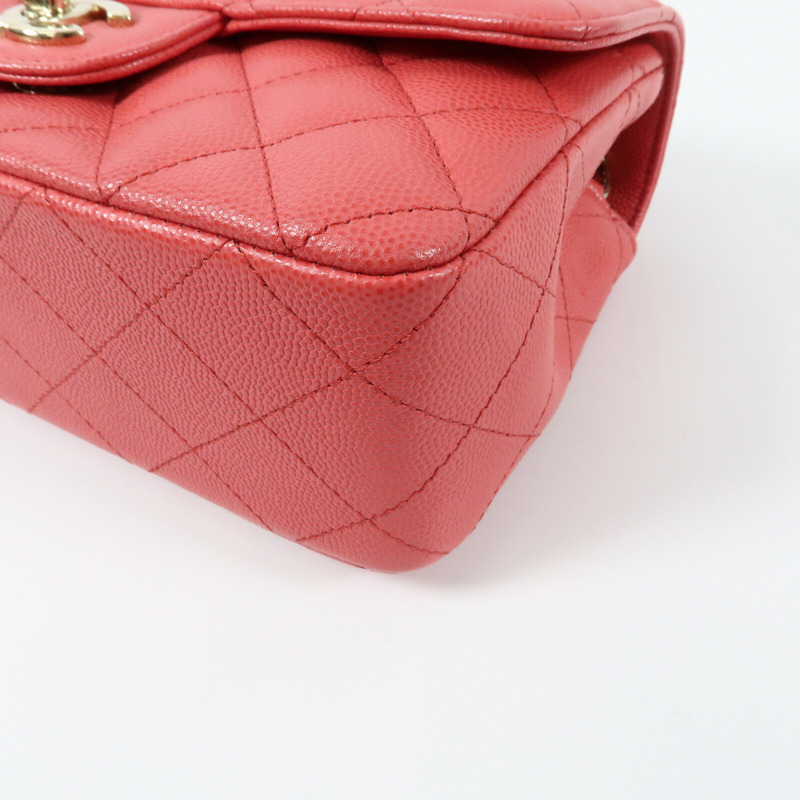 CHANEL 牛皮皮革Mini Classic 20金扣鏈帶肩背袋-5