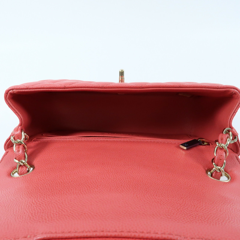 CHANEL 牛皮皮革Mini Classic 20金扣鏈帶肩背袋-11