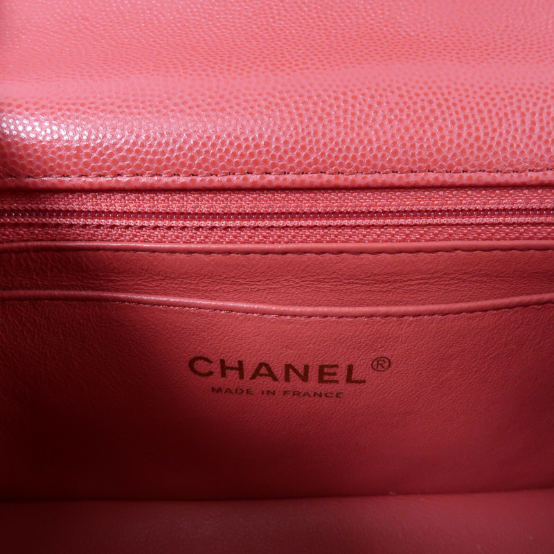 CHANEL 牛皮皮革Mini Classic 20金扣鏈帶肩背袋-12