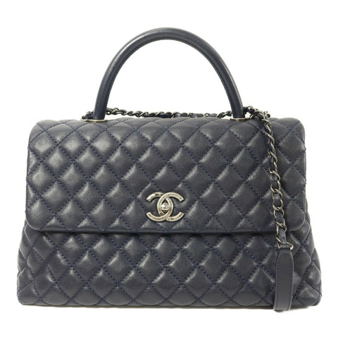 CHANEL 牛皮皮革Coco Handle Large鏈帶手挽肩背兩用袋