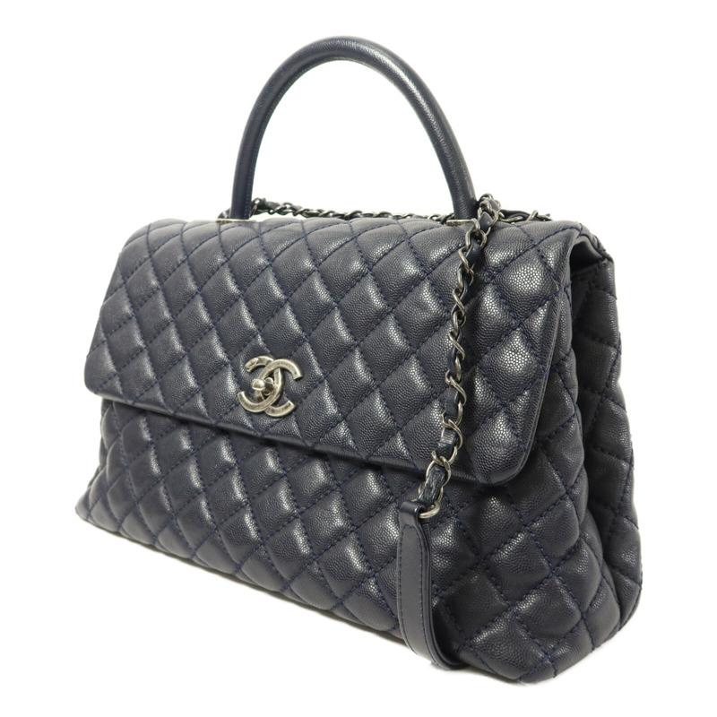 CHANEL 牛皮皮革Coco Handle Large鏈帶手挽肩背兩用袋-2