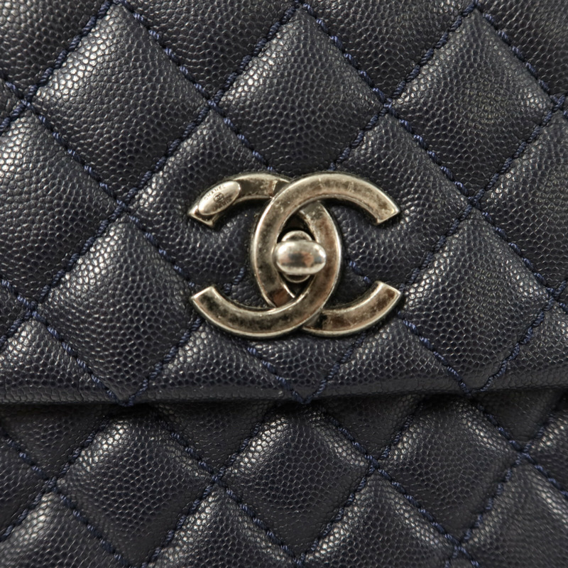 CHANEL 牛皮皮革Coco Handle Large鏈帶手挽肩背兩用袋-6