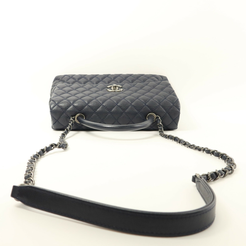 CHANEL 牛皮皮革Coco Handle Large鏈帶手挽肩背兩用袋-8