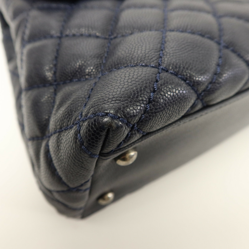 CHANEL 牛皮皮革Coco Handle Large鏈帶手挽肩背兩用袋-10