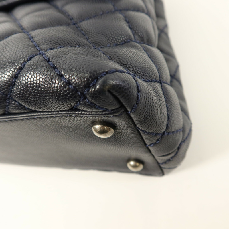 CHANEL 牛皮皮革Coco Handle Large鏈帶手挽肩背兩用袋-11