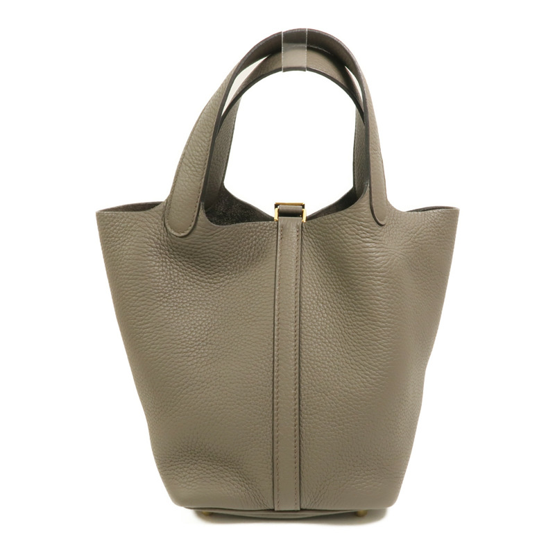 HERMES Clemence皮革Picotin PM手挽袋Etain-1