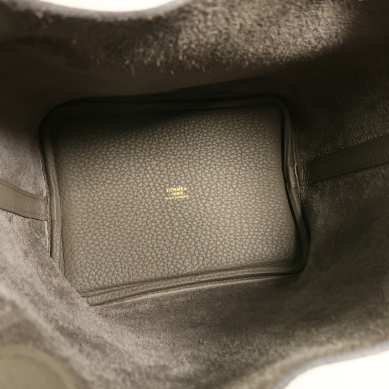 HERMES Clemence皮革Picotin PM手挽袋Etain-4
