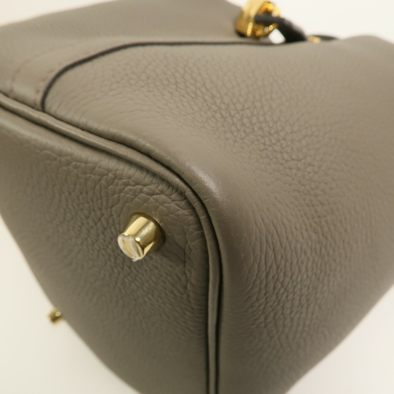 HERMES Clemence皮革Picotin PM手挽袋Etain-11