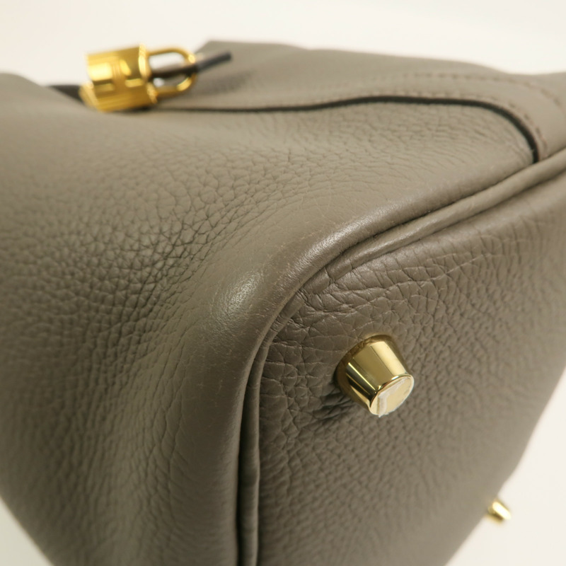 HERMES Clemence皮革Picotin PM手挽袋Etain-12