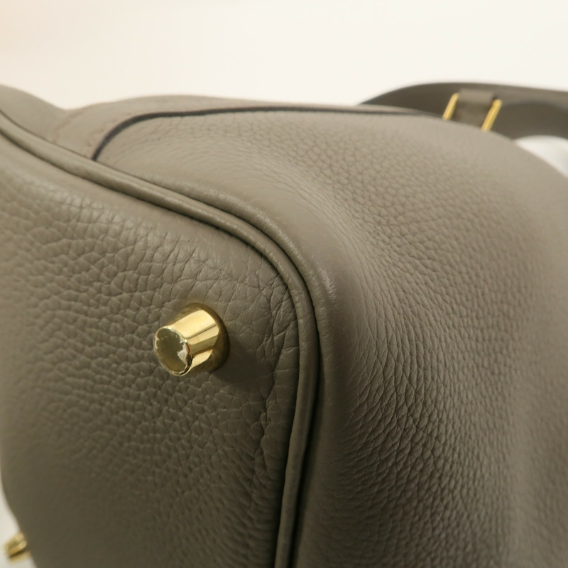 HERMES Clemence皮革Picotin PM手挽袋Etain-13