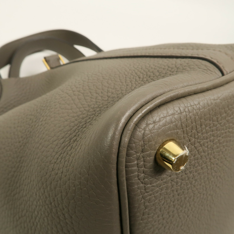 HERMES Clemence皮革Picotin PM手挽袋Etain-14