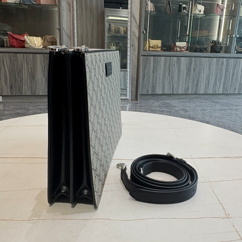 *SHIHNA名牌精品* GUCCI GG Supreme 經典帆布皮革飾邊信差包-4