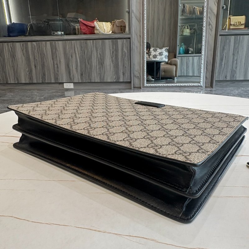 *SHIHNA名牌精品* GUCCI GG Supreme 經典帆布皮革飾邊信差包-7