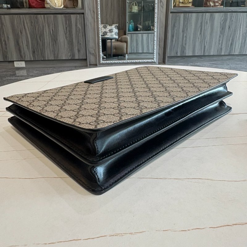 *SHIHNA名牌精品* GUCCI GG Supreme 經典帆布皮革飾邊信差包-8