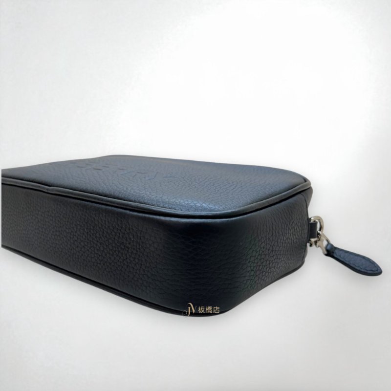 JS1332-Burberry 黑牛皮壓紋logo相機包-2