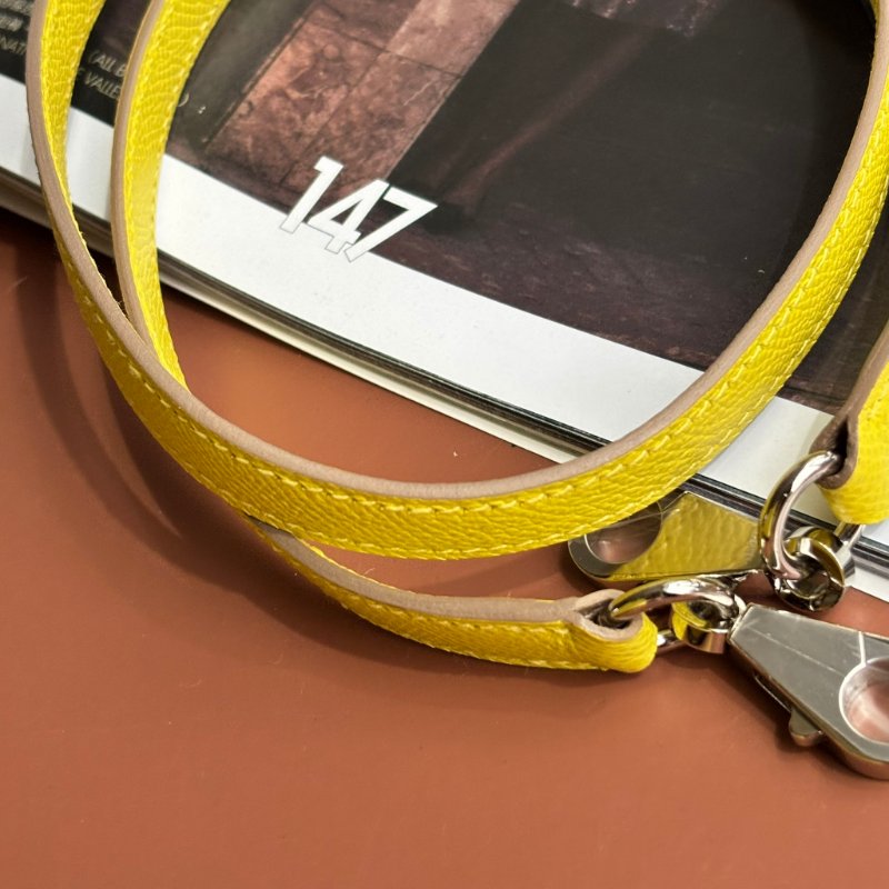 ::HERMES:: 萊姆黃拼色粉白拉鍊柏莉包 Bolide 25-18