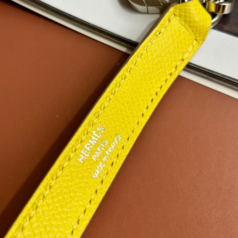 ::HERMES:: 萊姆黃拼色粉白拉鍊柏莉包 Bolide 25-21