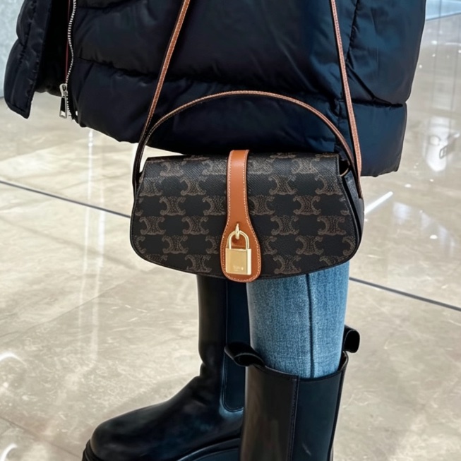 CELINE賽琳Tabou系列凱旋門老花鎖頭腋下包法棍包🥖🥖-8