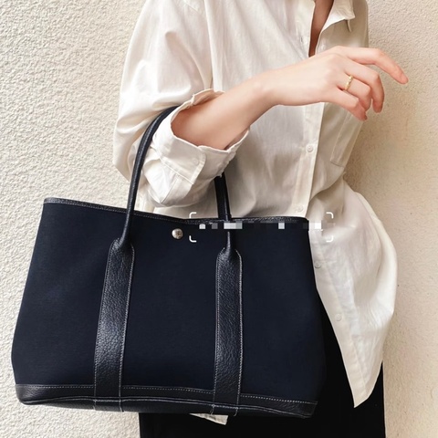 Hermes Garden Party PM黑色帆布